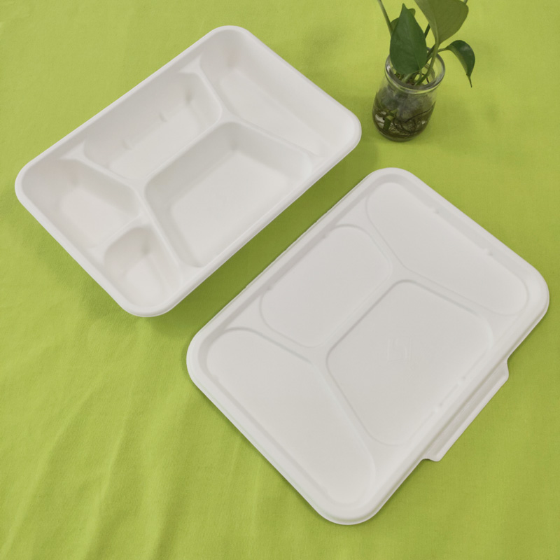 bagasse 5 lokero kannellinen tarjotin